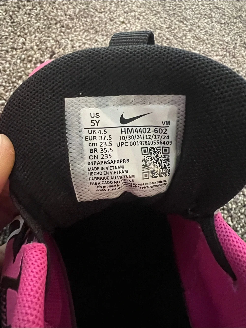 Like New Nike Girls Pink and Black Athletic Shoes